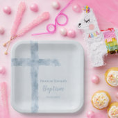 waterverf blauw kruis Baptisme Papieren Bordje (Feest)