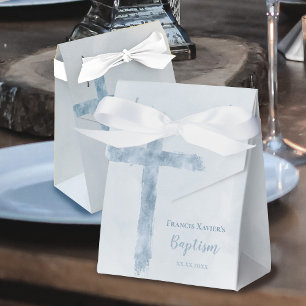 waterverf blauw kruis doop gunstbox bedankdoosjes