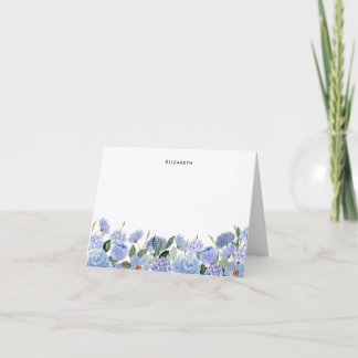 Waterverf Blauw Lila Hydrangeas Gepersonaliseerd Notitiekaartje