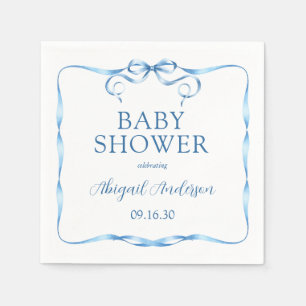 Waterverf blauw lint Baby shower Servet