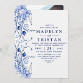 Waterverf Blauw Minimalistisch Rustiek Bloemen Bru Kaart (Voorkant / Achterkant)