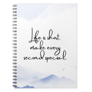 Waterverf Blauw Minimalistische Motivatie Quote Notitieboek