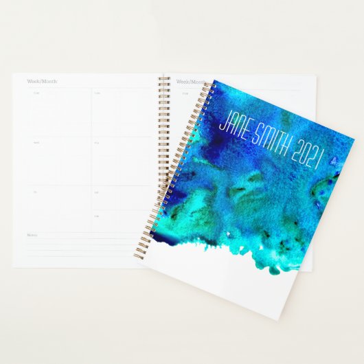 Waterverf blauw oceaan kleurrijk ontwerp planner (Display)