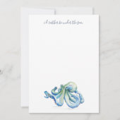 Waterverf Blauw octopus Dank u persoonlijk Notitiekaartje (Voorkant)