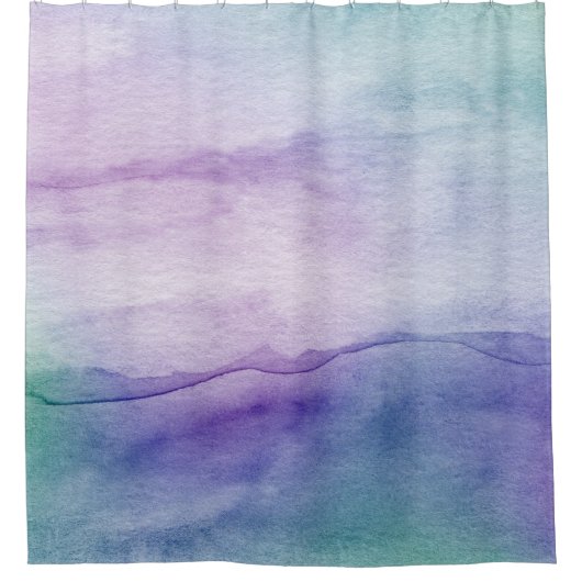 Waterverf Blauw Paars Abstract Douchegordijn (Voorkant)