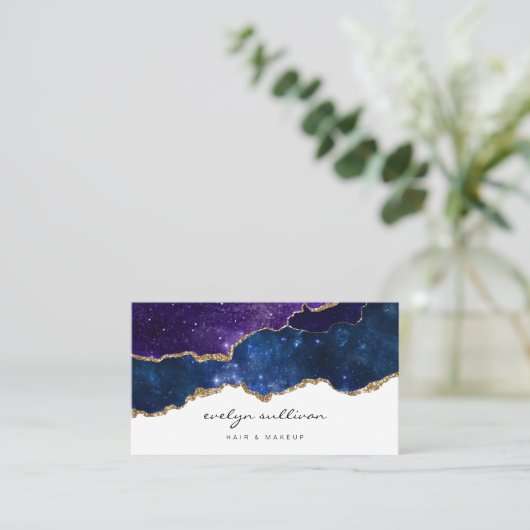 waterverf blauw paars vliegveld visitekaartje (Staand voorkant)