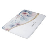 Waterverf Blauw Roze Bloemen Badmat (Gekanteld)