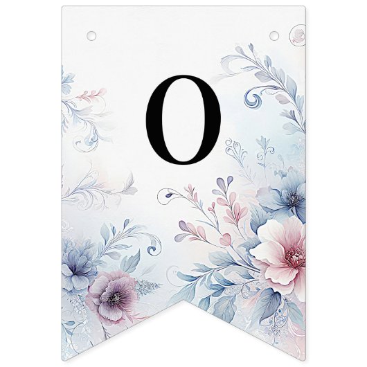 Waterverf Blauw Roze Bloemen Bunting Flag Vlaggetjes (Tweede vlag)