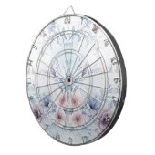 Waterverf Blauw Roze Bloemen Dartboard Dartbord (Voorkant Rechts)