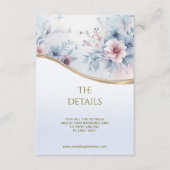Waterverf Blauw Roze Bloemendetail Informatiekaartje (Voorkant)