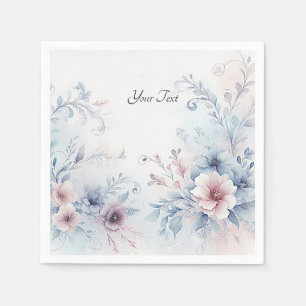 Waterverf Blauw Roze Bloemenservetten Servet