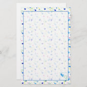 Waterverf Blauw Roze Gele Harten Briefpapier (Voorkant / Achterkant)