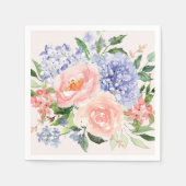 Waterverf Blauw Roze Hydrangea Peony Spring Floral Servet (Voorkant)