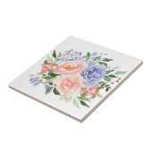 Waterverf Blauw Roze Hydrangea Peony Spring Floral Tegeltje (Zijkant)