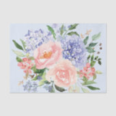 Waterverf Blauw Roze Hydrangea Peony Spring Floral Tissuepapier (Voorkant)