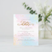 Waterverf Blauw roze Verloving budgettaire (Staand voorkant)
