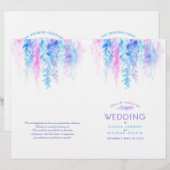 Waterverf blauw roze wijnflorale bruiloft (Voorkant / Achterkant)