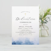 waterverf blauw script toewijding kaart (Staand voorkant)