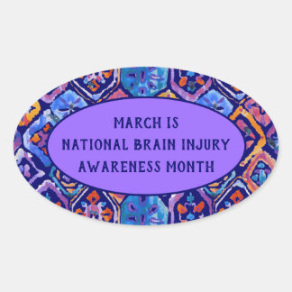 Waterverf Blauw Sinaasappel Navy Ikat Pattern Ovale Sticker