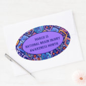 Waterverf Blauw Sinaasappel Navy Ikat Pattern Ovale Sticker (Envelop)