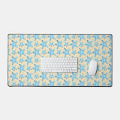 Waterverf blauw tongpatroon bureaumat (Keyboard & Muis)