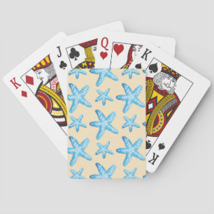 Waterverf blauw tongpatroon pokerkaarten