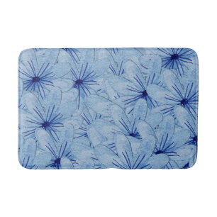 Waterverf Blauw Wilde Bloemen Boeket Badmat