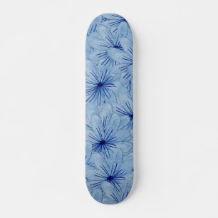 Waterverf Blauw Wilde Bloemen Boeket Skateboard