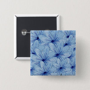 Waterverf Blauw Wilde Bloemen Boeket Vierkante Button 5,1 Cm
