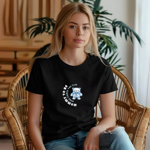 Waterverf blauw wit baby shower jongen beer zwart t-shirt