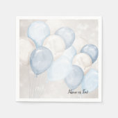 Waterverf Blauw Wit Ballons Party Servet (Voorkant)
