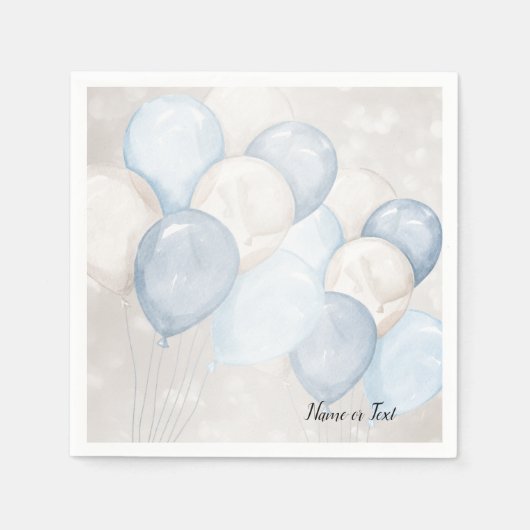 Waterverf Blauw Wit Ballons Party Servet (Voorkant)
