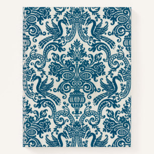 Waterverf Blauw & Wit Bloemen  Patroon Notitieboek