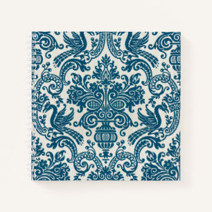 Waterverf Blauw & Wit Bloemen  Patroon Notitieboek