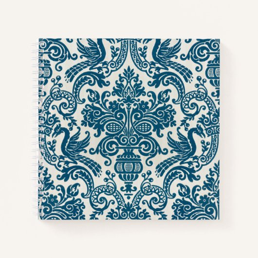 Waterverf Blauw & Wit Bloemen Patroon Notitieboek (Voorkant)