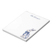 Waterverf Blauw & Wit Chinoiserie Bunny Rabbit Notitieblok (Gedraaid)