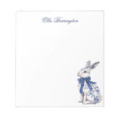 Waterverf Blauw & Wit Chinoiserie Bunny Rabbit Notitieblok (Voorkant)