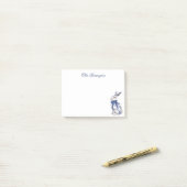 Waterverf Blauw & Wit Chinoiserie Bunny Rabbit Post-it® Notes (Op bureau)