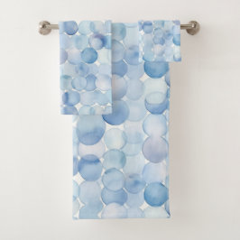 Waterverf Blauw Wit Cirkels Modern Pattern Bad Handdoek