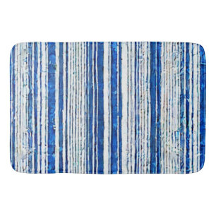 Waterverf Blauw Wit Gestreept Modern Badmat