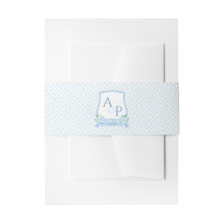 Waterverf Blauw Wit Hydrangea Bruiloft Crest Uitnodigingen Wikkel
