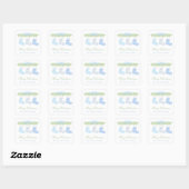 Waterverf Blauw & Wit Kerst Kousen Gift Vierkante Sticker (Vel)
