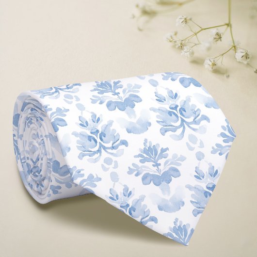 Waterverf blauw-witte stropdas