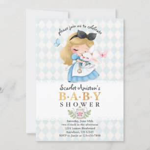 Waterverf Blauw Wonderland Meisje Baby shower Kaart