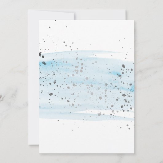 Waterverf blauw & zilver-baptisme & 1e verjaardag kaart (Achterkant)