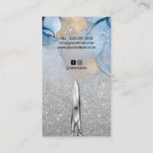 Waterverf Blauw zilveren glitter voor haarstijllij Visitekaartje (Achterkant)