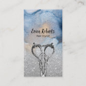 Waterverf Blauw zilveren glitter voor haarstijllij Visitekaartje (Voorkant)