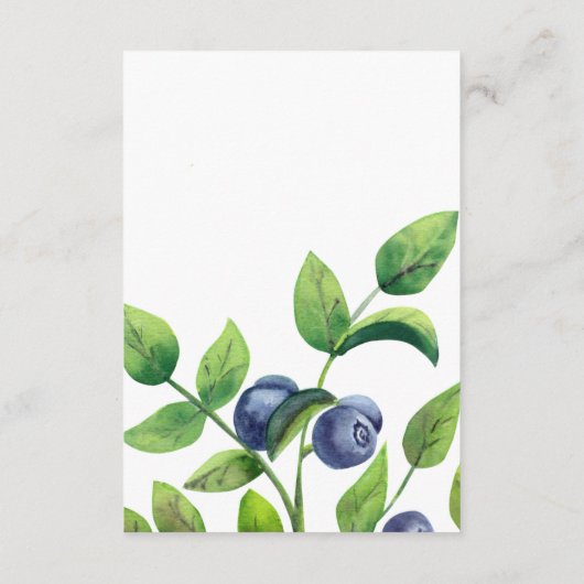 waterverf blauwbessen blauwe botanische bruiloft informatiekaartje (Achterkant)