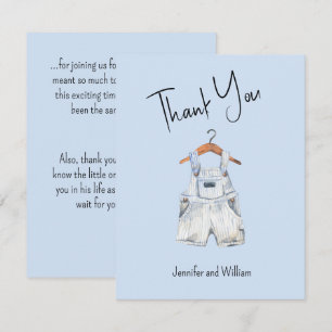 Waterverf Blauwe Baby Overall Baby Shower Bedankkaart