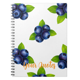 Waterverf Blauwe Bes Botanisch Patroon Notitieboek